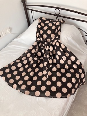 Brown & Cream Sleeveless Dress with Waist Tie from Phase Eight size 12