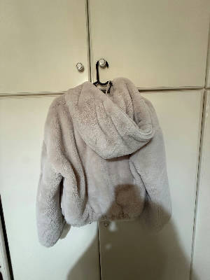 Fur Jacket with Hoodie, Size Medium 2