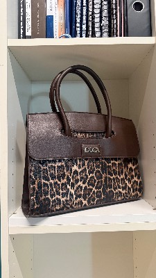 DOCA Τσάντα Ώμου / Χειρός - Leopard Print & Σκούρο Καφέ 2