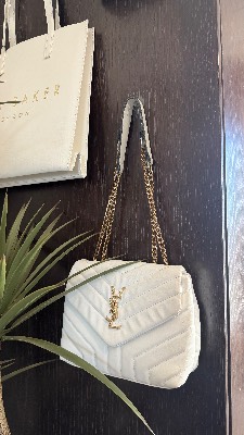 YSL) Λευκή Καπιτονέ Τσάντα Ώμου / Crossbody 1