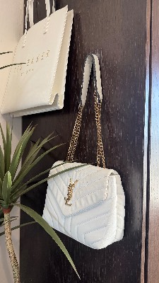 YSL) Λευκή Καπιτονέ Τσάντα Ώμου / Crossbody 2