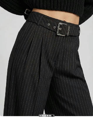 Striped wide leg trousers with metal belt  1