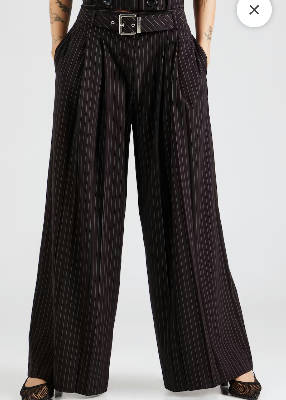 Striped wide leg trousers with metal belt  2