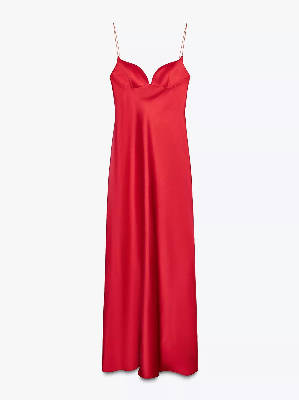 Red satin maxi dress 1