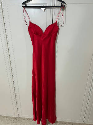Red satin maxi dress 2