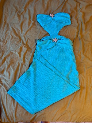 Blue maxi dress with cutouts,golden accents and a side slit