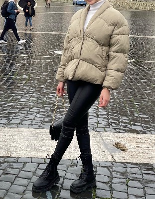 Mango Beige Puffer Jacket – Size S 1